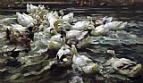 Alexander Koester Ducks in a Pond painting